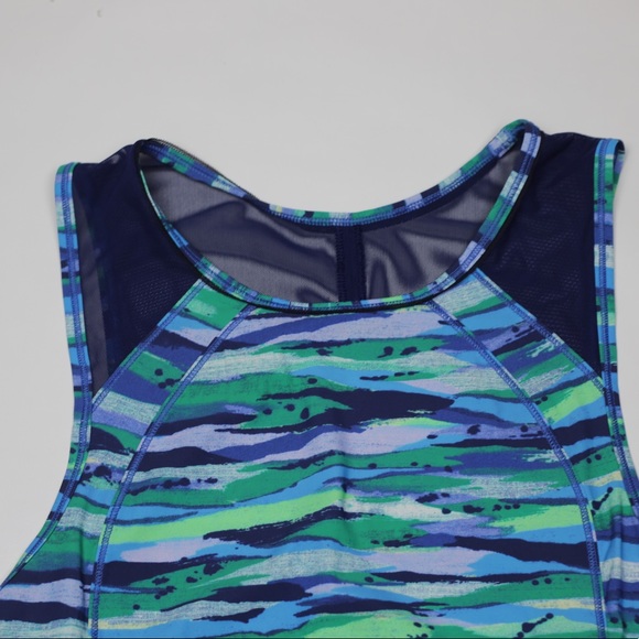 Lululemon For The Run Tank Printed Blue & Green 6 - Picture 3 of 6